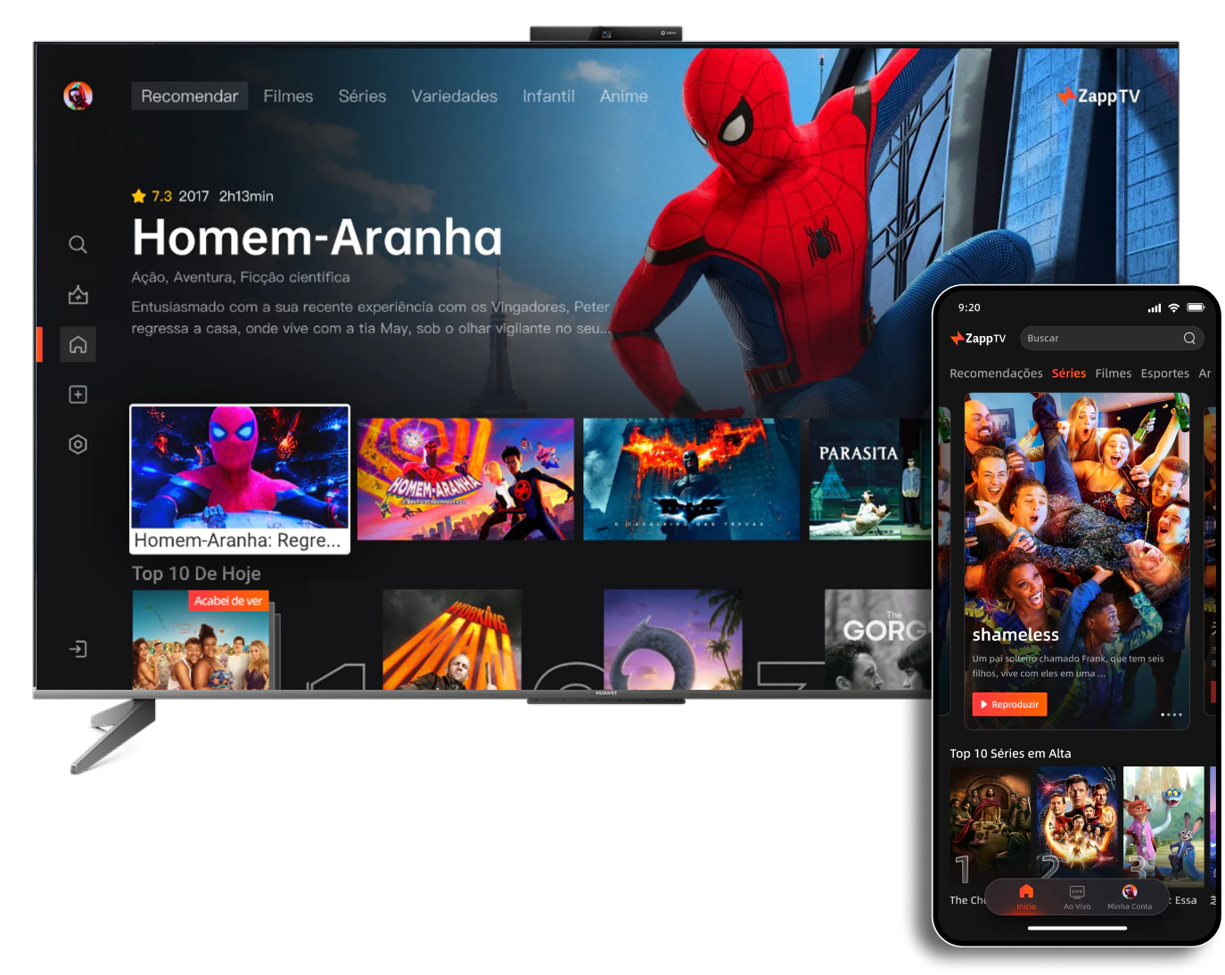 ZappTV on television and mobile devices